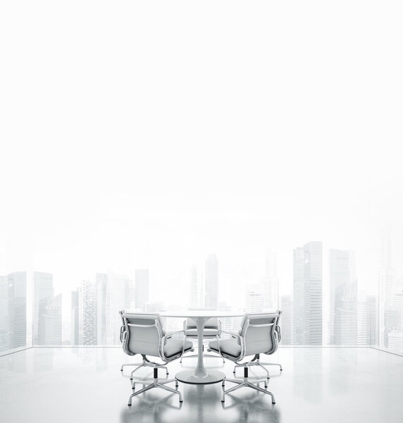 White meeting room with place for text and city view