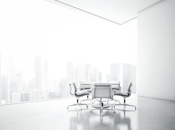 White meeting room with panoramic window