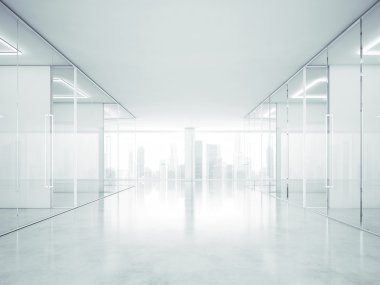 panoramik pencerelere sahip ofis iç