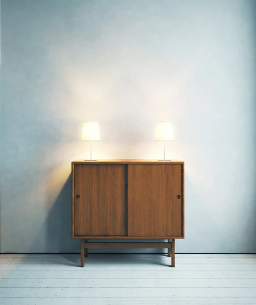 Lampen auf Holzschrank. — Stockfoto