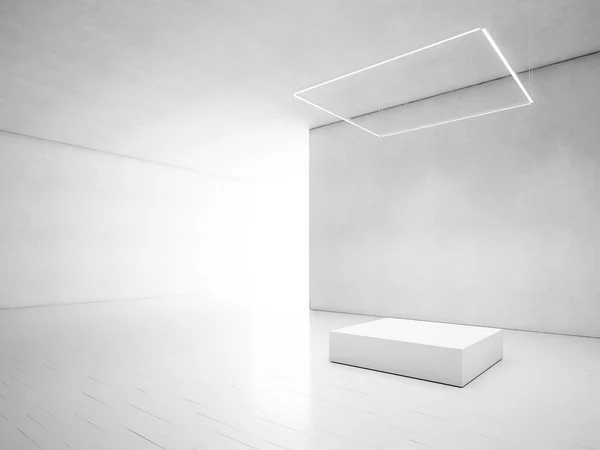 Loft branco com pódio . — Fotografia de Stock