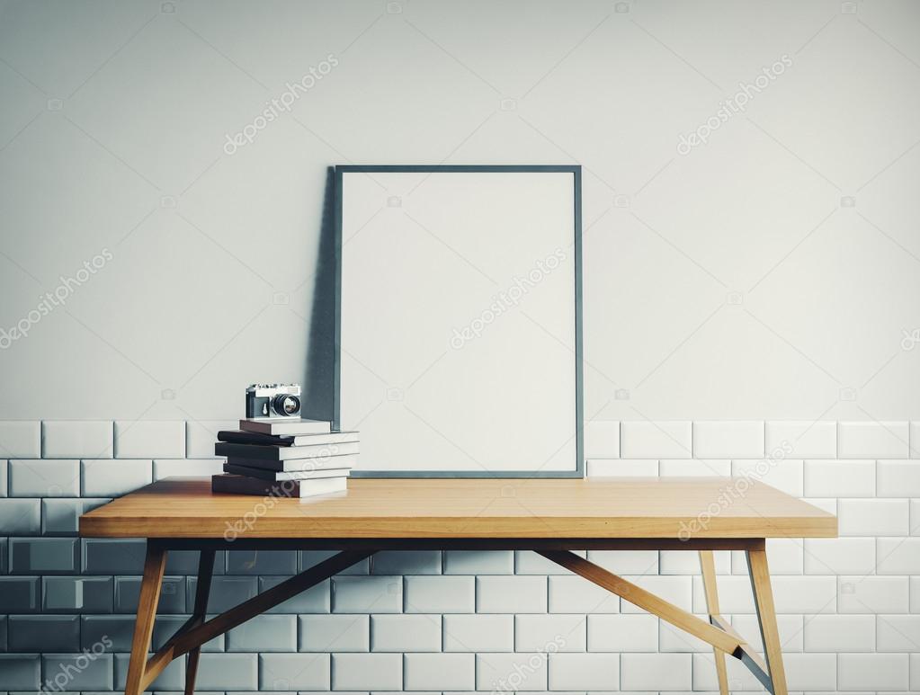 Download Canvas Mockup On Table Stock Photo C Kantver 70718513 PSD Mockup Templates