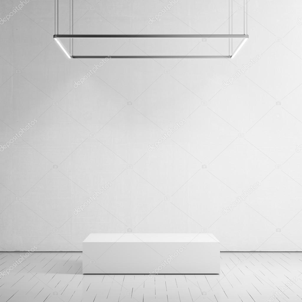 White room with podium.