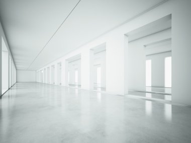 Beyaz duvarları ve pencereleri ile iç