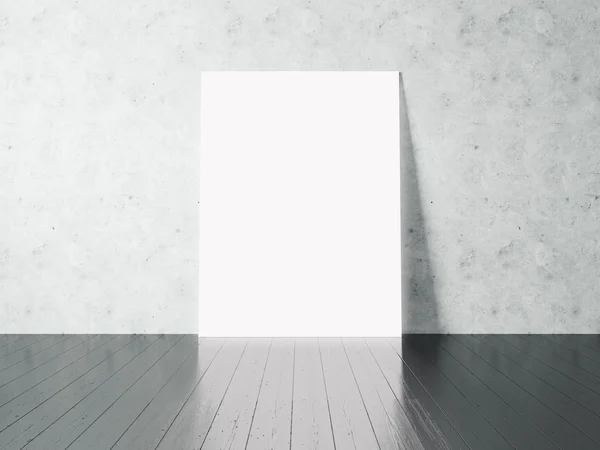 Белый плакат на бетонной стене. 3d-рендеринг — стоковое фото