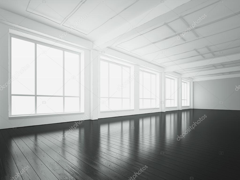 White loft interior. 3d rendering