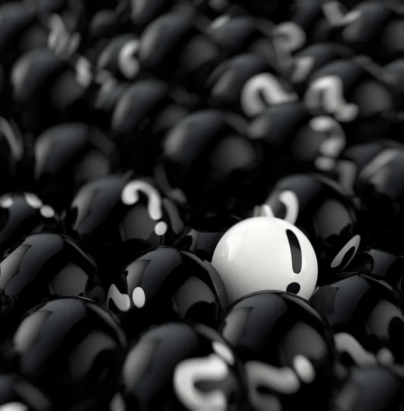 Many black balls with question marks. 3d rendering — Stock Photo, Image