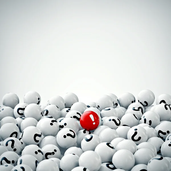 Muchas bolas grises con signos de interrogación. renderizado 3d — Foto de Stock