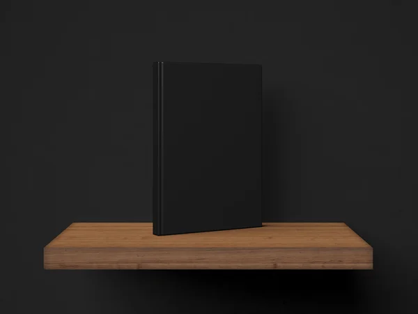 Um livro em branco numa prateleira castanha. Renderização 3d — Fotografia de Stock