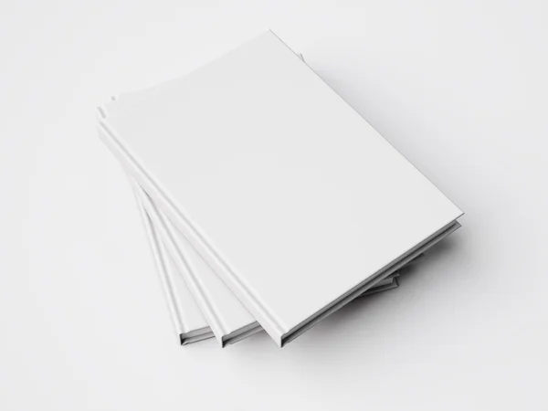Üç beyaz kitap. 3D render — Stok fotoğraf