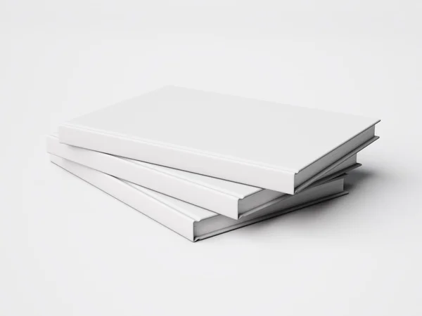 Set of three white books. 3d rendering — Stock Photo, Image