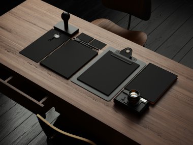siyah öğeleri kümesi. 3D render