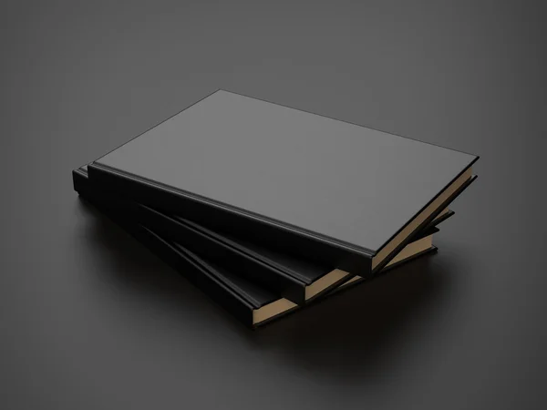 Some books with black blank cover. 3d render — Stock Photo, Image