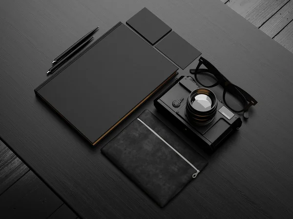 Set of black mockup. 3d render — Stock Photo, Image