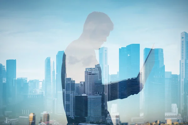 Double exposure of man — Stock Photo, Image