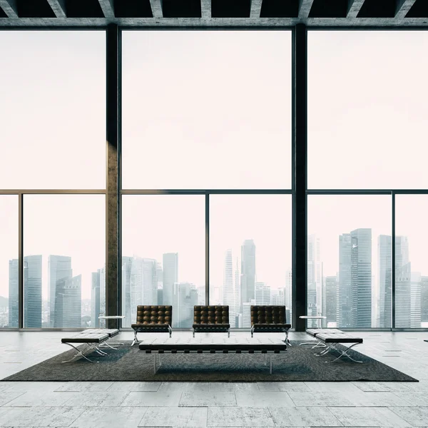 Modern loft with panoramic windows — Stock Photo, Image