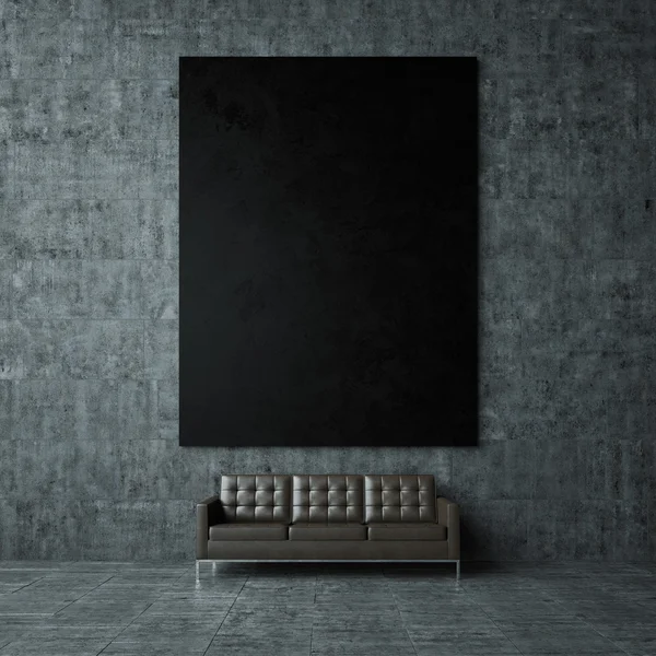 Mockup av svart affisch på väggen — Stockfoto