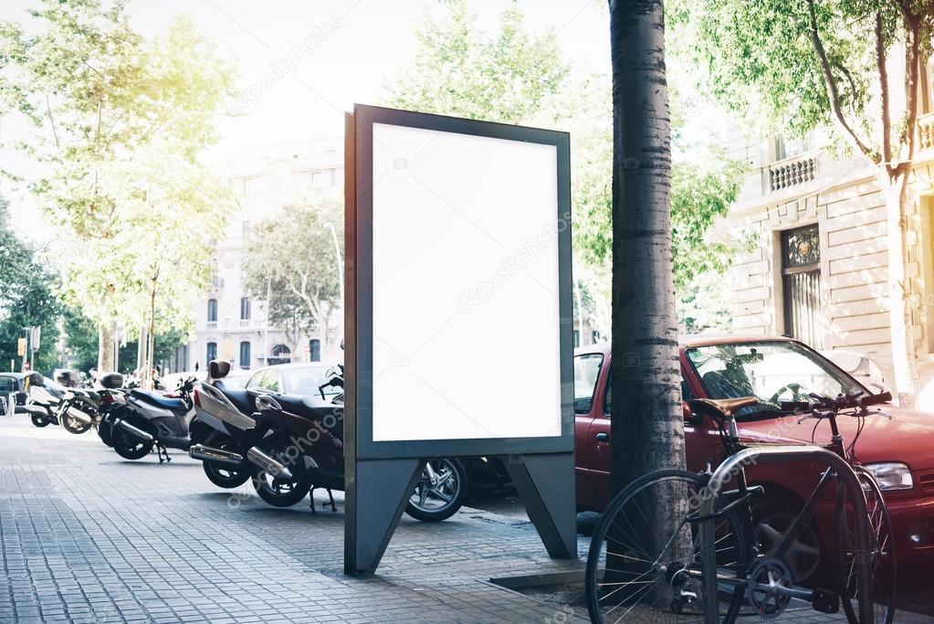 White blank mockup on the bus stop