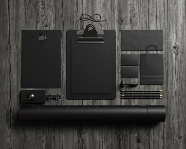 Siyah mockup öğeleri kümesi