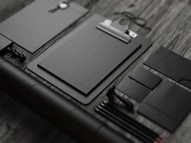 Siyah mockup öğeleri kümesi