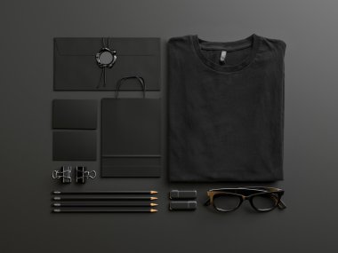 Siyah mockup öğeleri kümesi