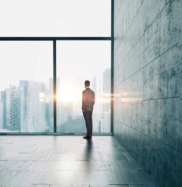 Homem de negócios olhando para o pôr do sol — Fotografia de Stock