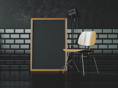 Black poster and the chair clipart