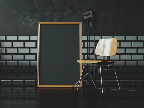 Black poster and the chair — Stock Photo, Image