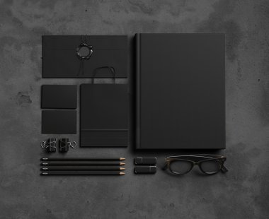 Doku arka plan üzerinde mockup öğeleri kümesi. 3D render