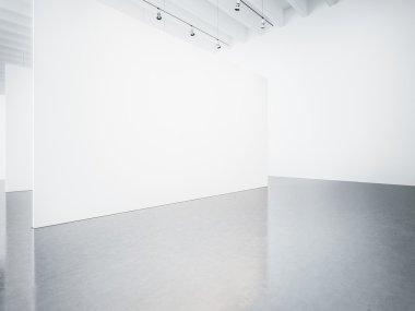Kadar boş beyaz Galerisi iç alay. 3D render