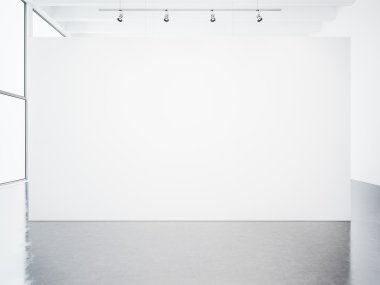 Mockup boş beyaz Galerisi iç. 3D render