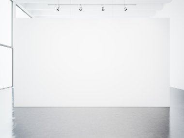 Mockup of empty white gallery interior. 3d render clipart