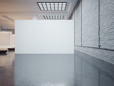 Mockup büyük beyaz tuval ve tuğla. 3D render