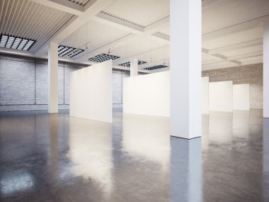 Kadar Galeri iç tuval ve beyaz tuğla ile ilgili alay et. 3D render