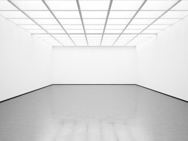 Mockup boş beyaz Galerisi. 3D render