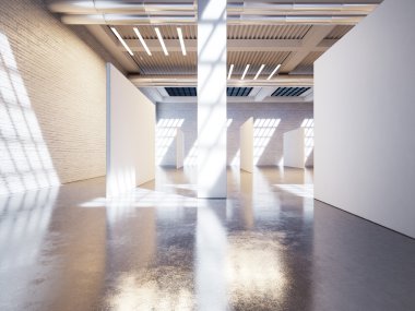 Güneş ışığı ile açık iç kavramı. 3D render