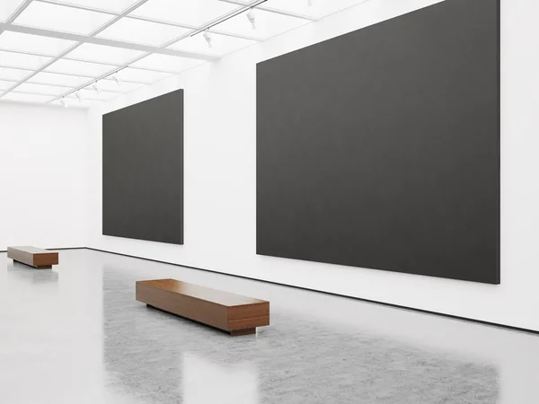 Maketa prázdný interiéru s černým plátnem. 3D vykreslování — Stock fotografie