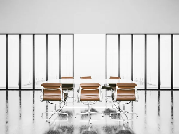 Modern office  with panoramic windows. 3d render — Stock Photo, Image