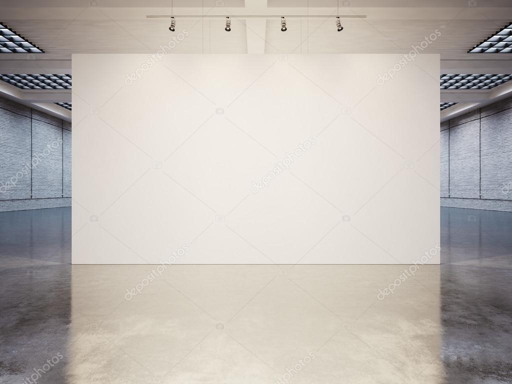 Mock up of empty canvas with white bricks. 3d render