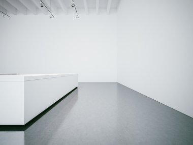 Açık alan Galeri iç boş duvarları ve ışıklar. 3D render