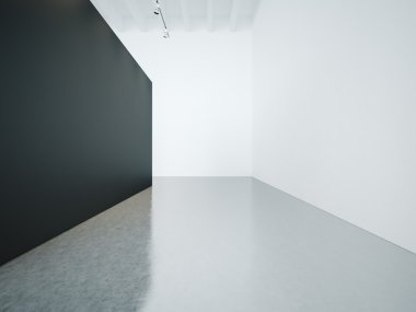 Galeri siyah tuval ile boş iç. 3D render