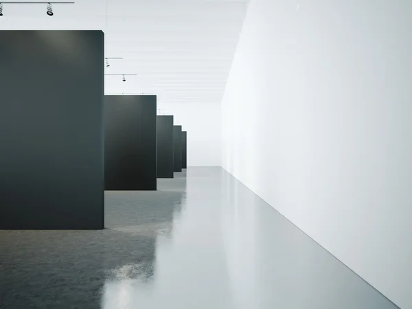 Ανοιχτό χώρο εσωτερικό με το μαύρο καμβά. 3D καθιστούν — Φωτογραφία Αρχείου