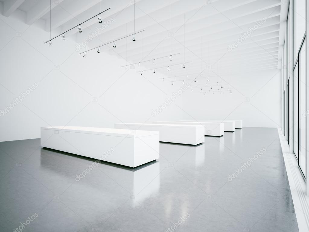 Blank open space gallery interior . 3d render