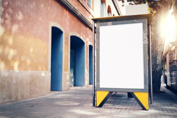 Empty lightbox on the bus stop. Horizontal — Stock Photo, Image