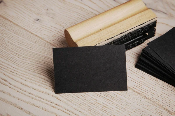 Black business cards of kraft paper — Stock Photo, Image