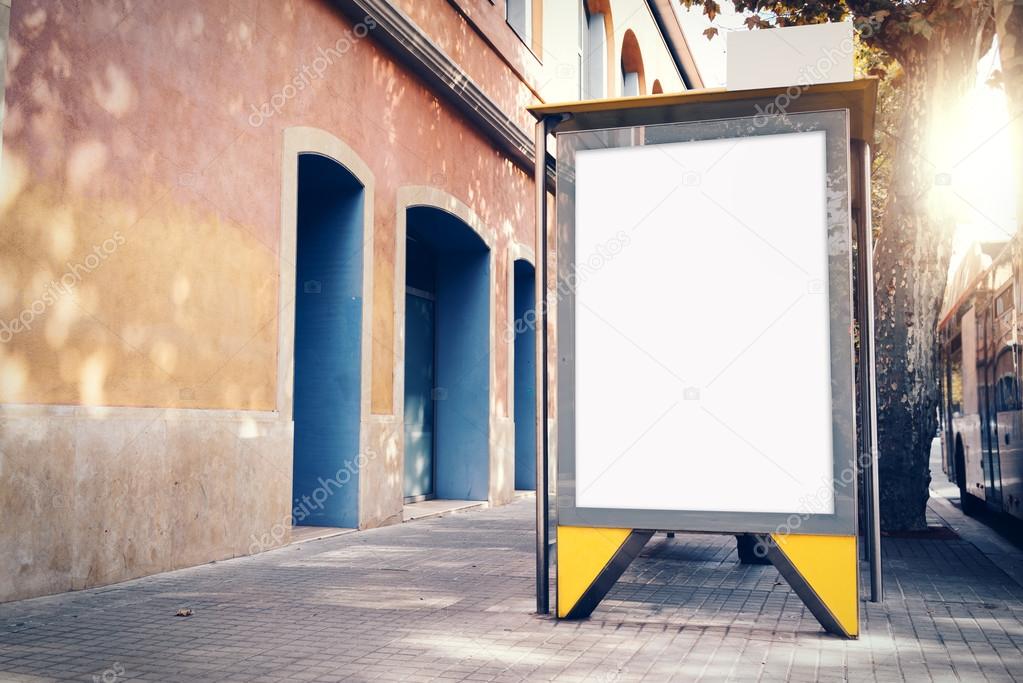 Empty lightbox on the bus stop. Horizontal