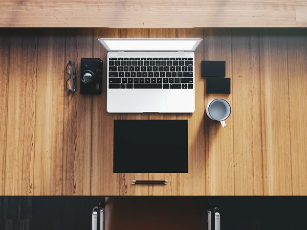 Espaço de trabalho com objetos de negócios — Fotografia de Stock