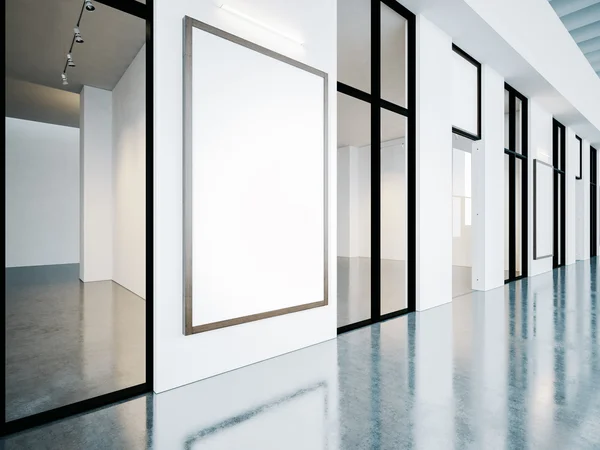 Blank frames in contemporary gallery. 3d render — Stock Photo, Image