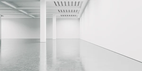 Lege witte interieur met betonnen vloer. 3D render — Stockfoto
