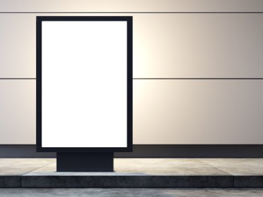 Boş lightbox sokakta. Beton duvar arka plan. 3D render